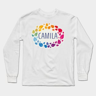 Camila name with colorful leaves Long Sleeve T-Shirt